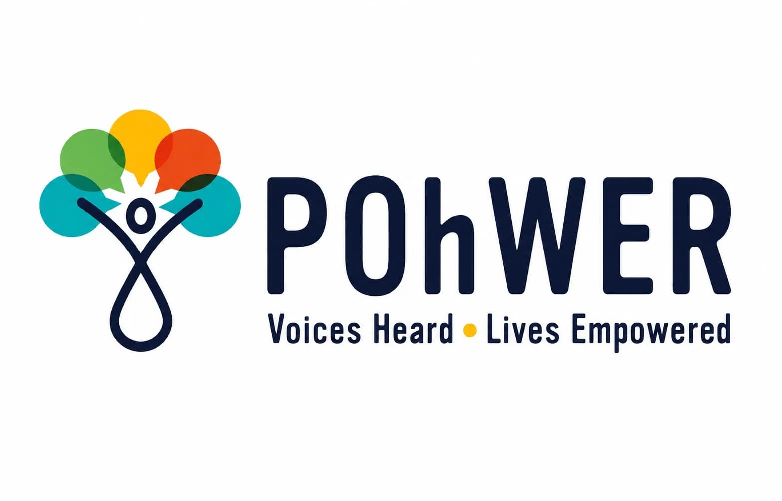 POhWER logo featuring a stylized person with colorful speech bubbles and the tagline "Voices Heard • Lives Empowered."