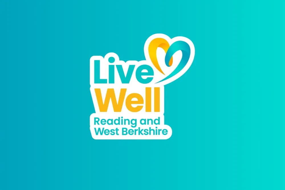 Live Well Reading and West Berkshire logo with a teal and orange heart design.