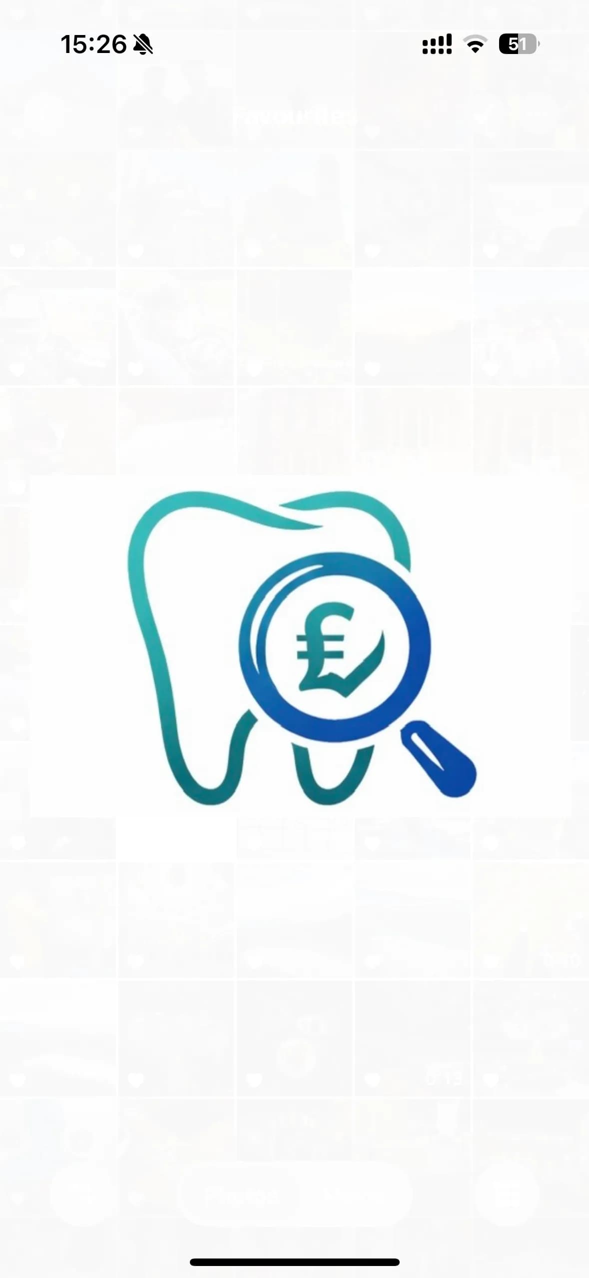 A teal outline of a tooth with a blue magnifying glass overlapping it, showing a pound sterling symbol inside the lens.